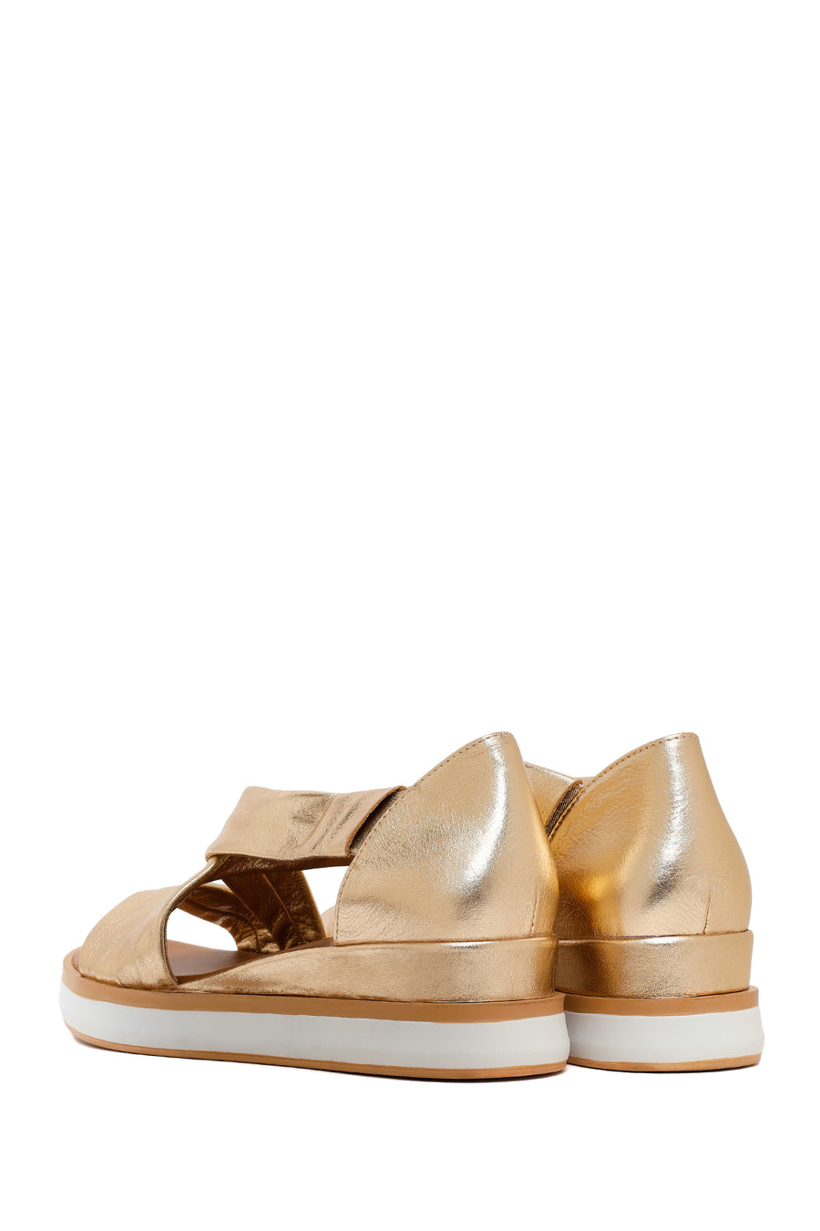 Women's Gold Chunky Metallic Leather Sandals