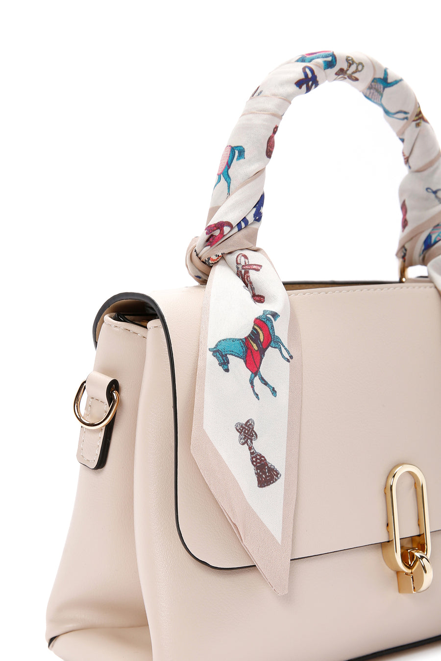 Kadın Krem Uzun Askılı Aksesuar Detaylı Kol Çantası