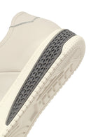 Men's White Lace-Up Thick-Soled Leather Sneaker | Derimod