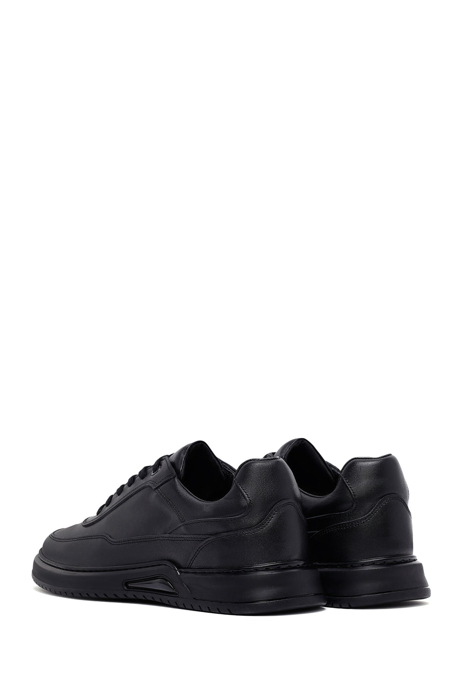 Erkek Siyah Bağcıklı Deri Casual Sneaker