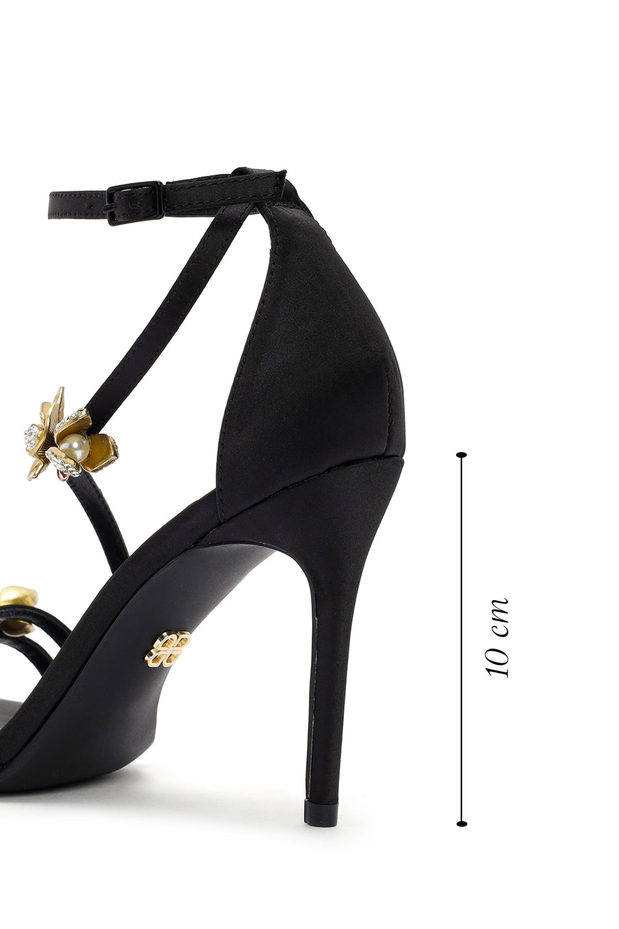 Women's Black Accessory Detailed Thin Heel Sandals