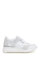 Women's White Leather Suede Detailed Thick Soled Sneaker | Derimod