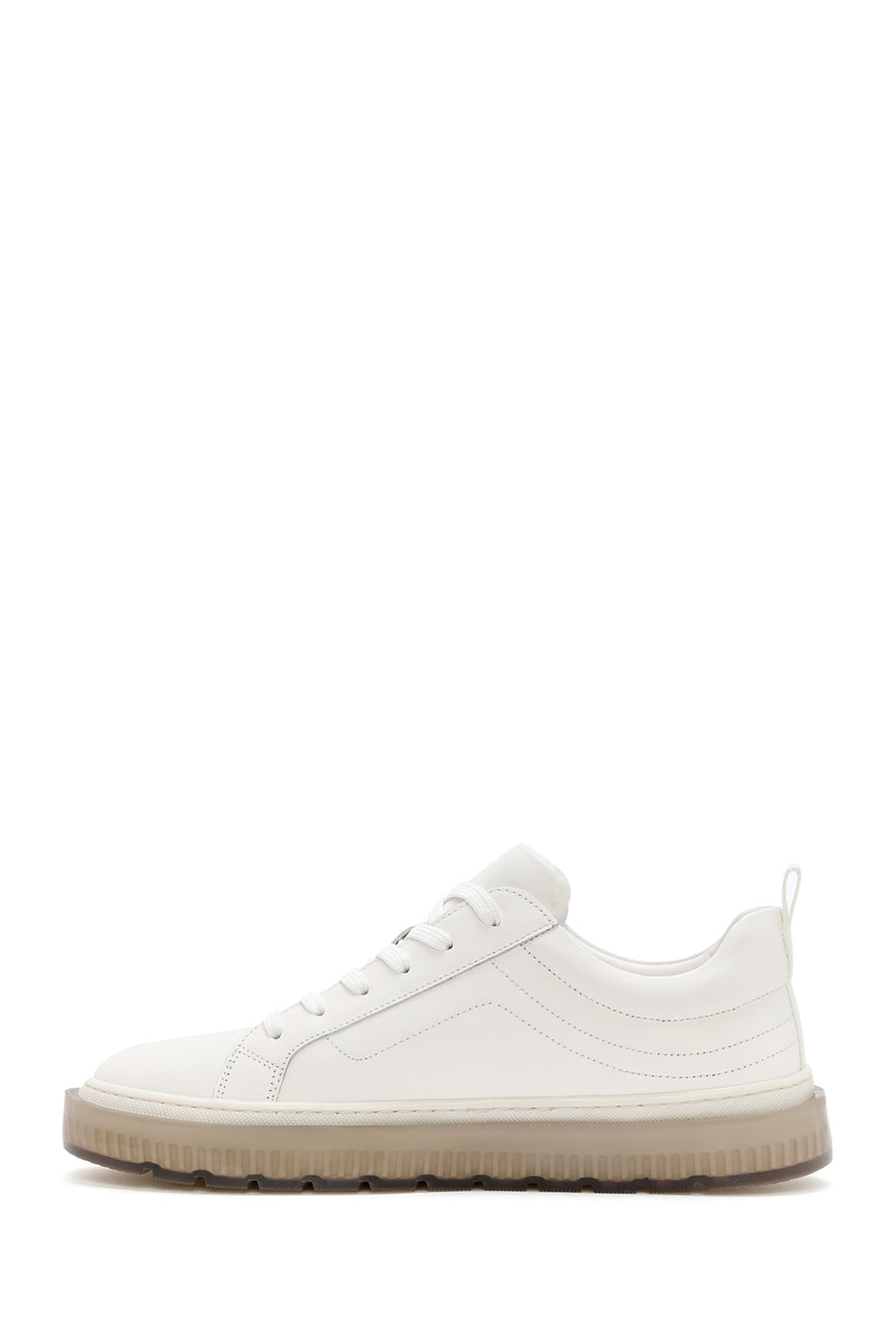 Men's White Lace-up Leather Sneaker