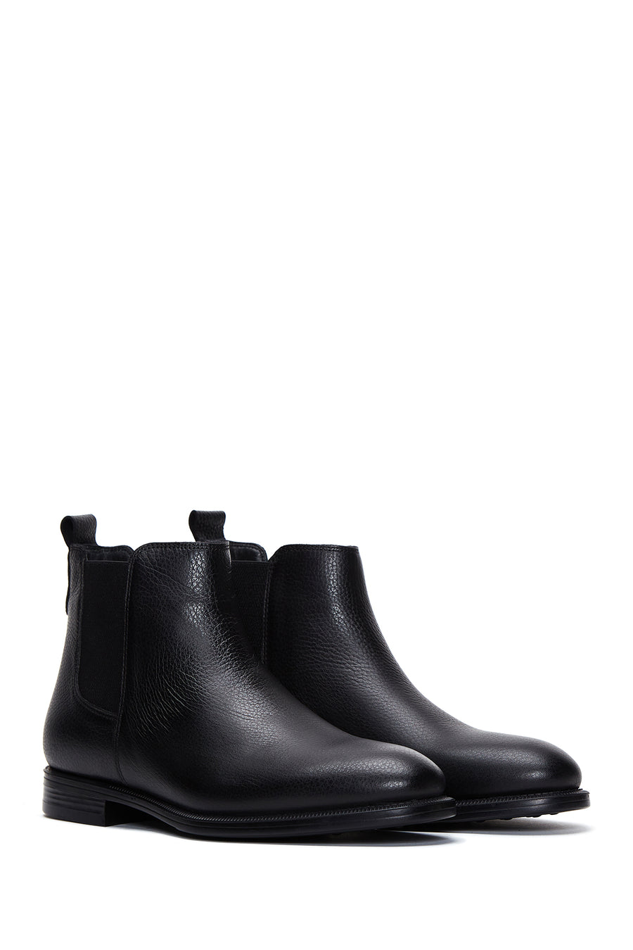 Men's Black Leather Chelsea Flat Boots
