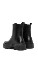 Women's Black Double Zipper Leather Boots | Derimod