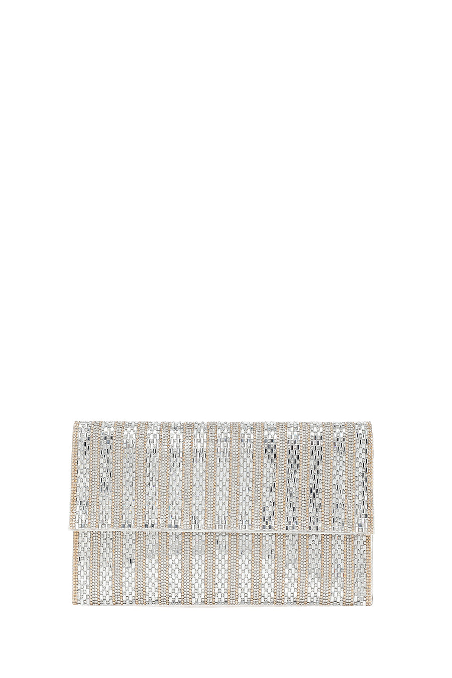Woman Silver Chain-Strap Stone-Embellished Evening Bag