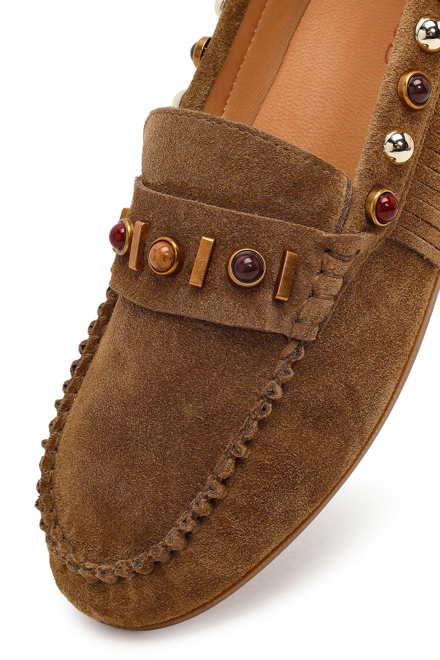 Women's Camel Tassel Suede Leather Loafer