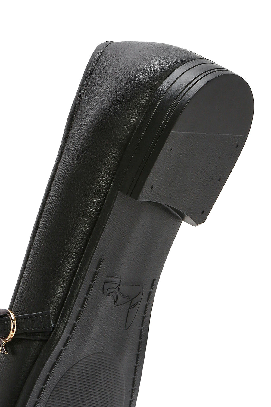 Women's Black Banded Leather Ballerinas