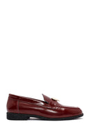 Women's Burgundy Accessory Detailed Leather Masculine Loafer | Derimod