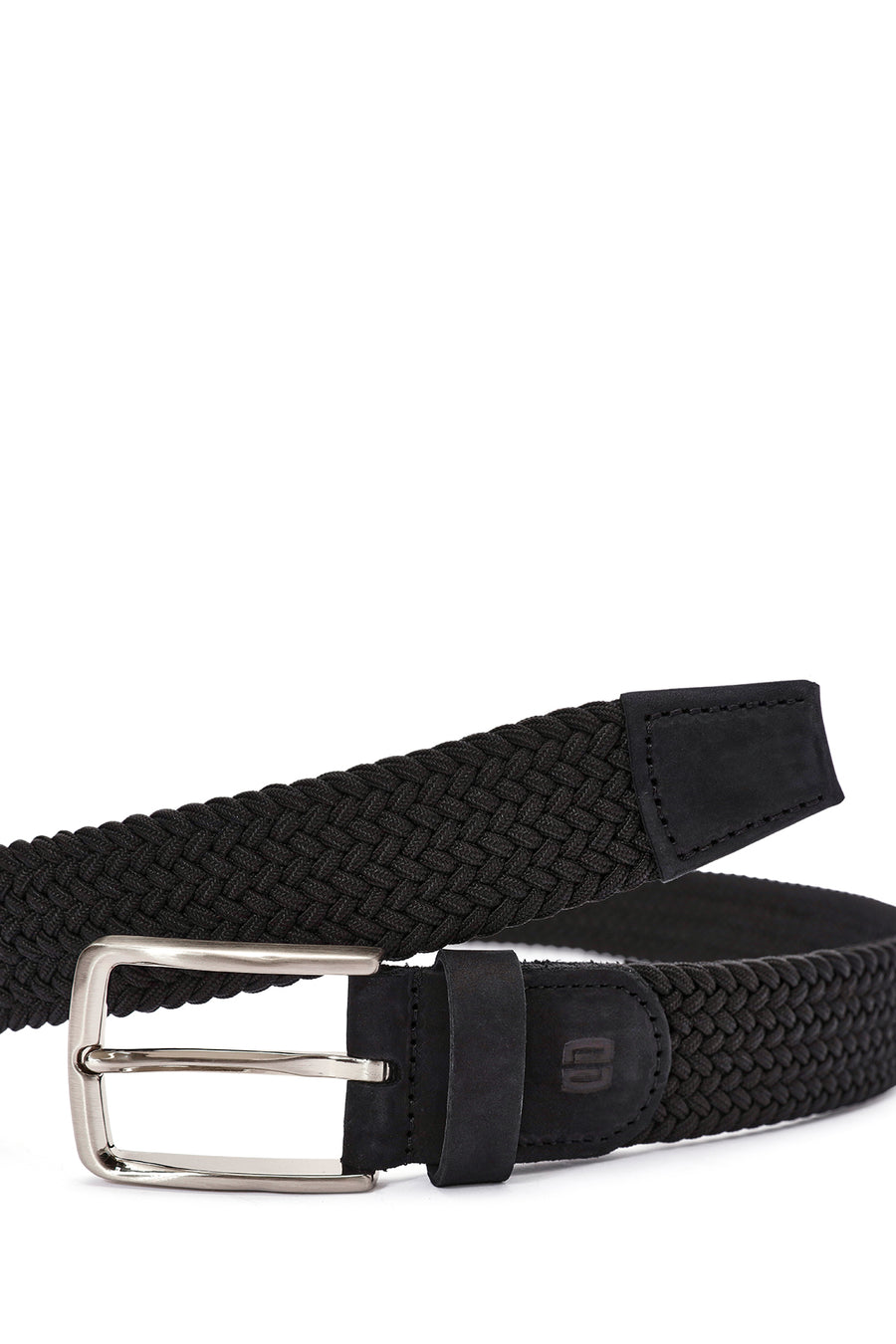 Men's Black Braided Leather Belt