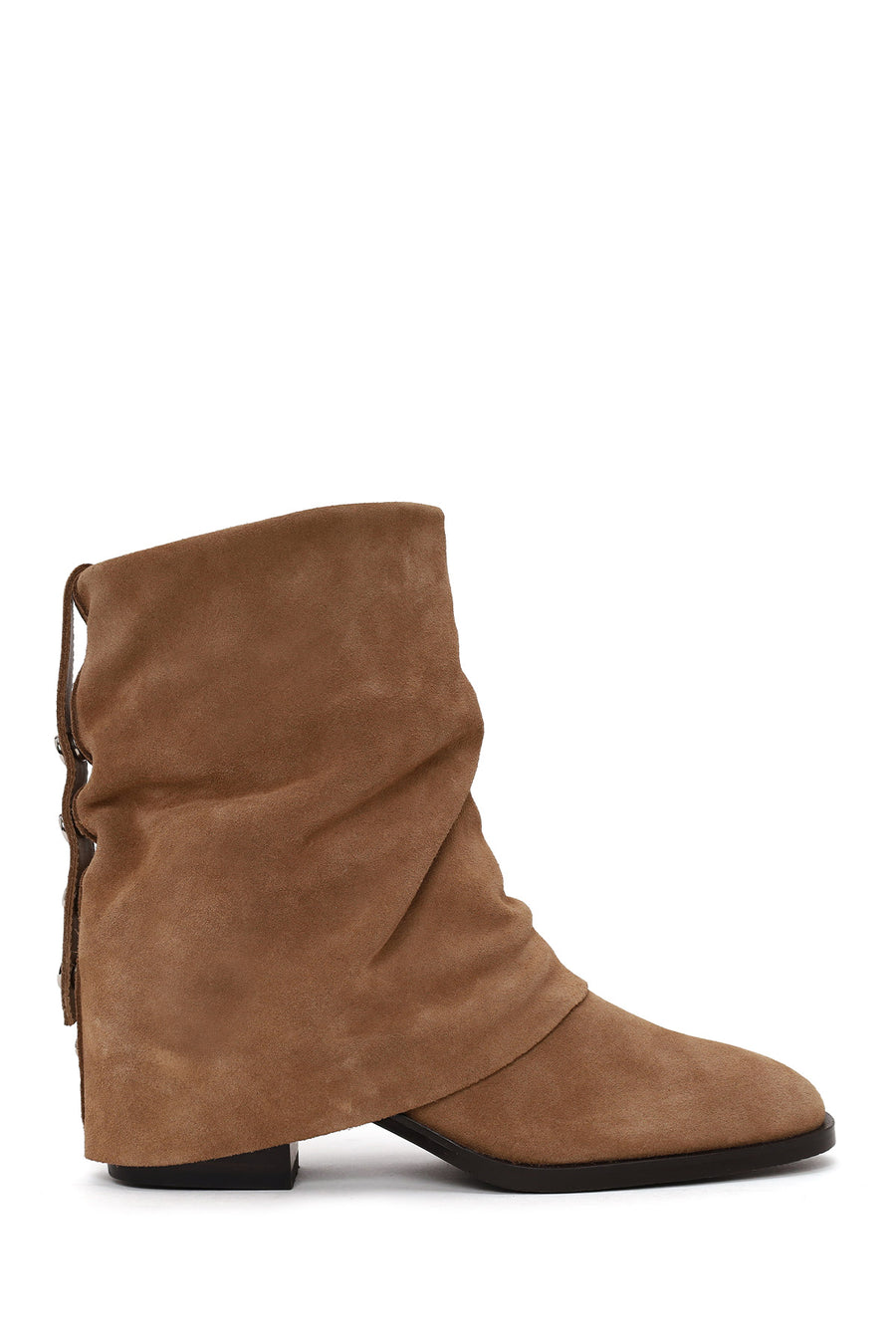 Woman Beige Chunky-Heel Suede Boots AF530027DS | Derimod