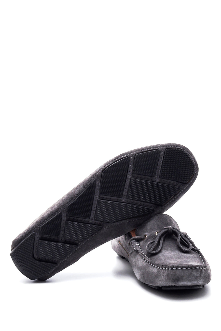 Erkek Gri Süet Deri Casual Loafer
