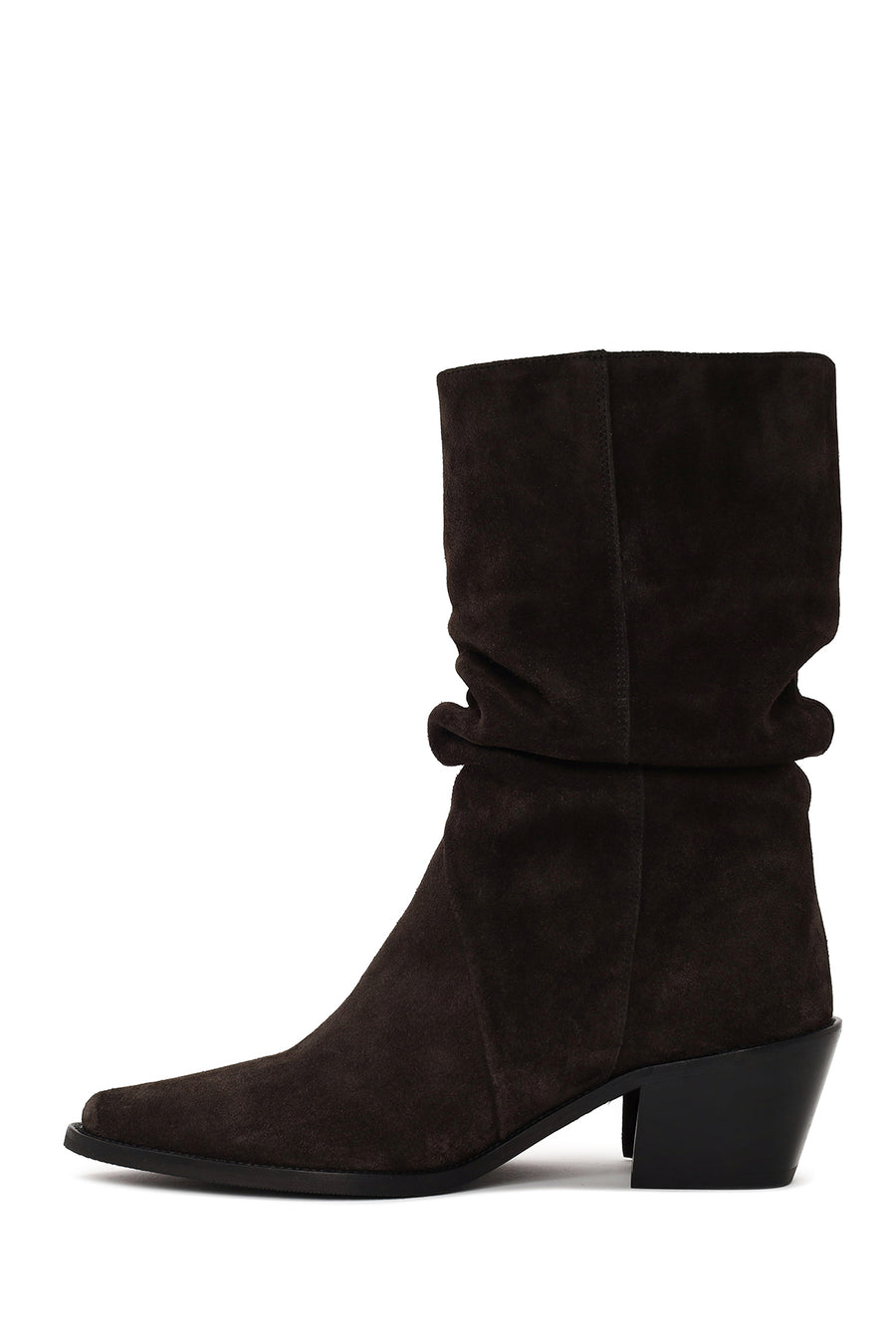 Woman Anthracite Thick-Heeled Suede Cowboy Boots