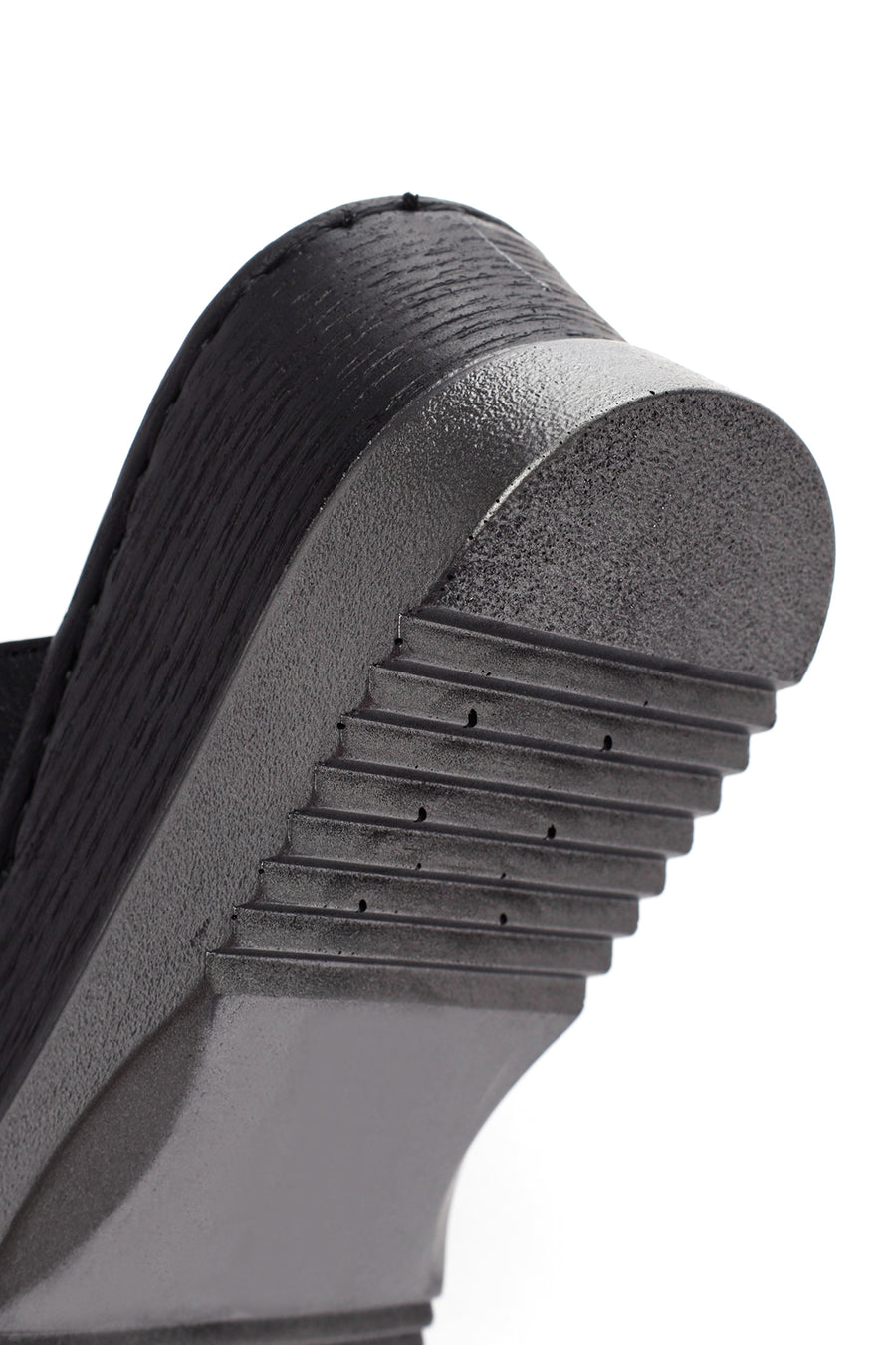 Women's Black Thick Soled Leather Comfort Slippers