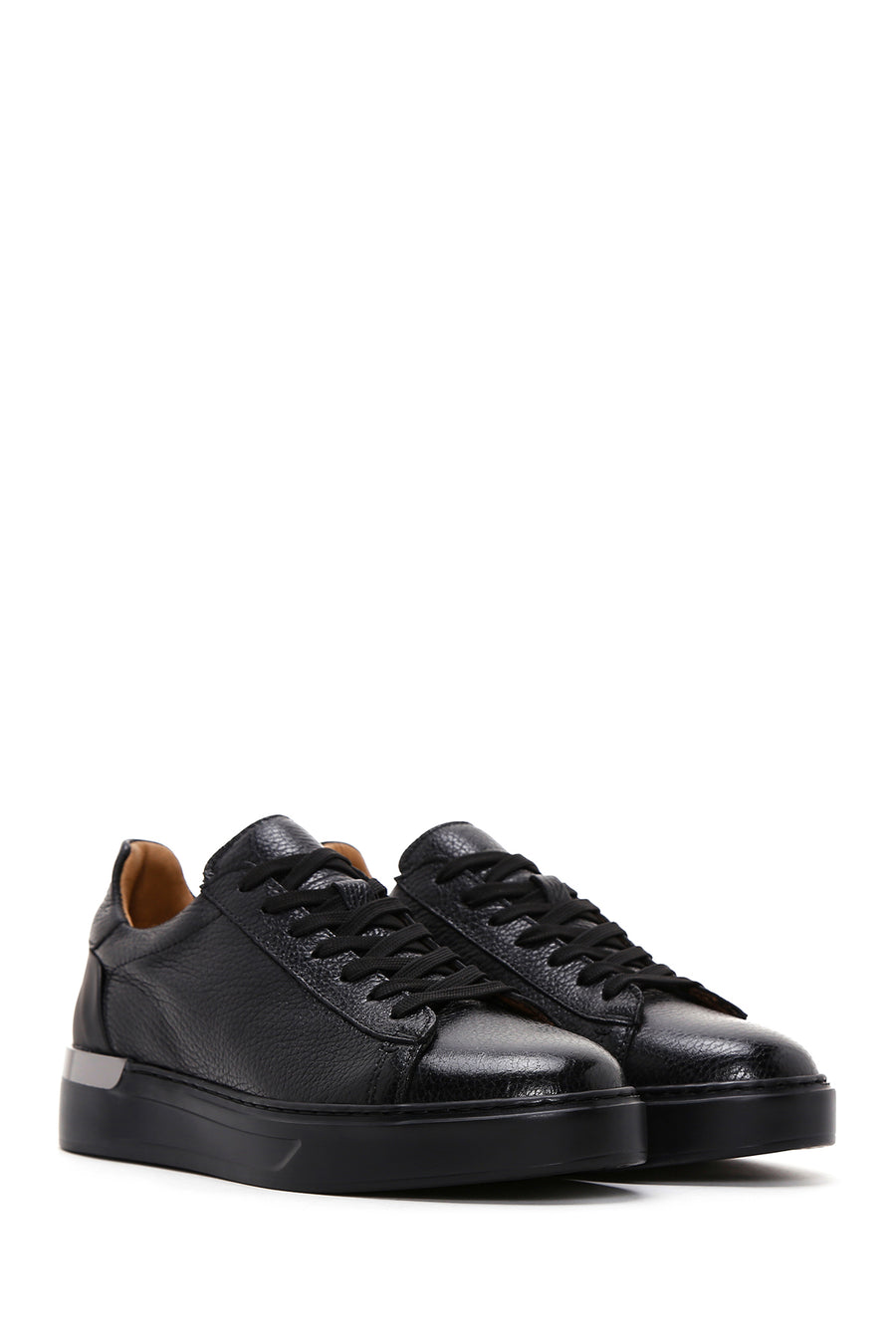 Men's Black Lace-up Leather Sneaker