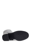 Woman Black Zippered Chunky Heels Leather Boot | Derimod