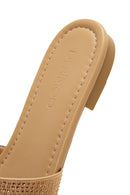 Women's Beige Stone Flat Slippers | Derimod