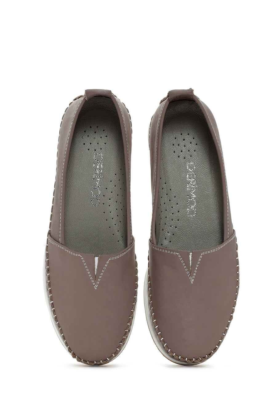 Kadın Vizon Kalın Tabanlı Deri Comfort Loafer
