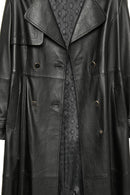 Jenny Women's Black Fur Belt Detailed Leather Trench Coat | Derimod