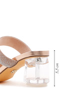 Women's Pink Gold Stone Transparent Heeled Slippers | Derimod