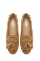 Kadın Camel Püsküllü Süet Deri Loafer | Derimod