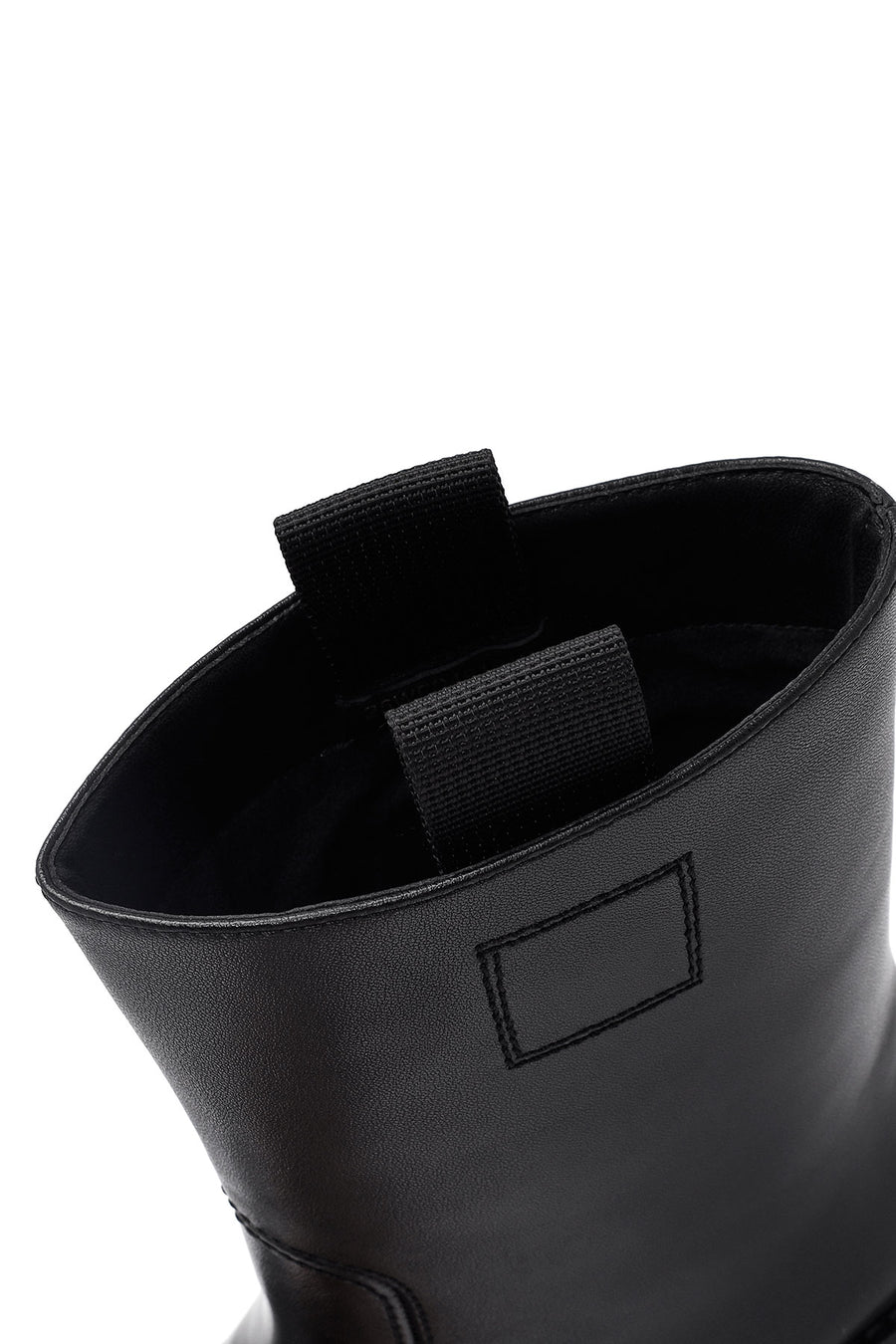Women's Black Short Thick Heel Leather Boots