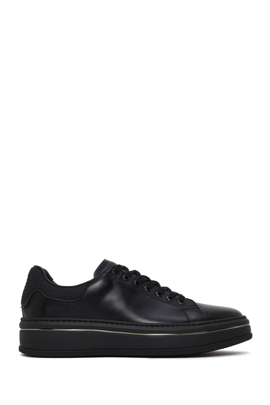 Male Black Lace-Up Chunky-Sole Leather Sneaker 26SFD611318 | Derimod