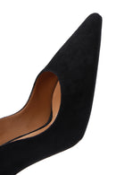 Women's Black Suede Leather Thin Heeled Ankle Shoes | Derimod