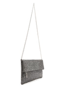 Women's Anthracite Long Chain Strap Straw Clutch Bag | Derimod