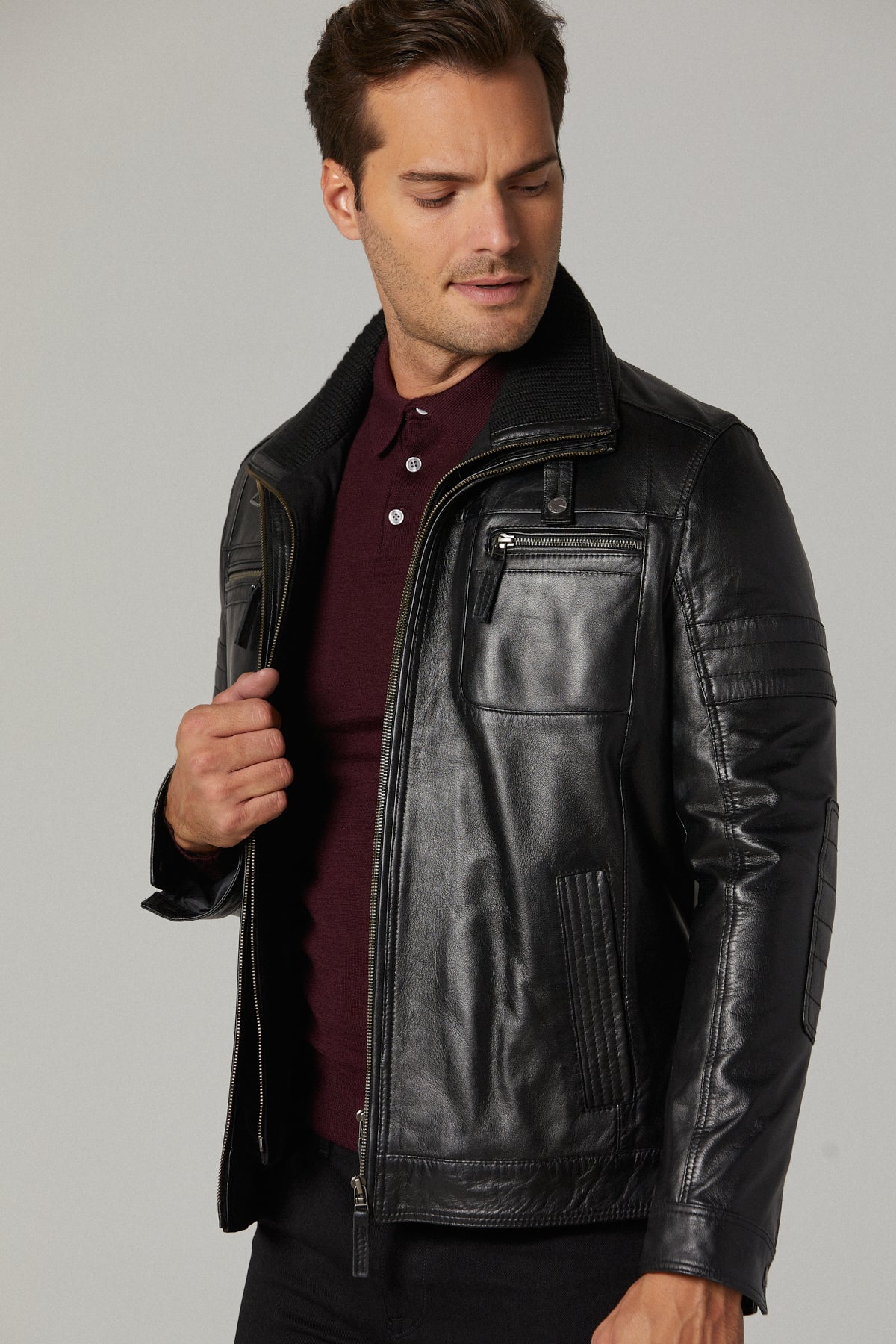 Clark Men's Leather Jacket 15WGE61491M | Derimod