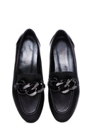 Women's Black Leather Buckle Loafer | Derimod