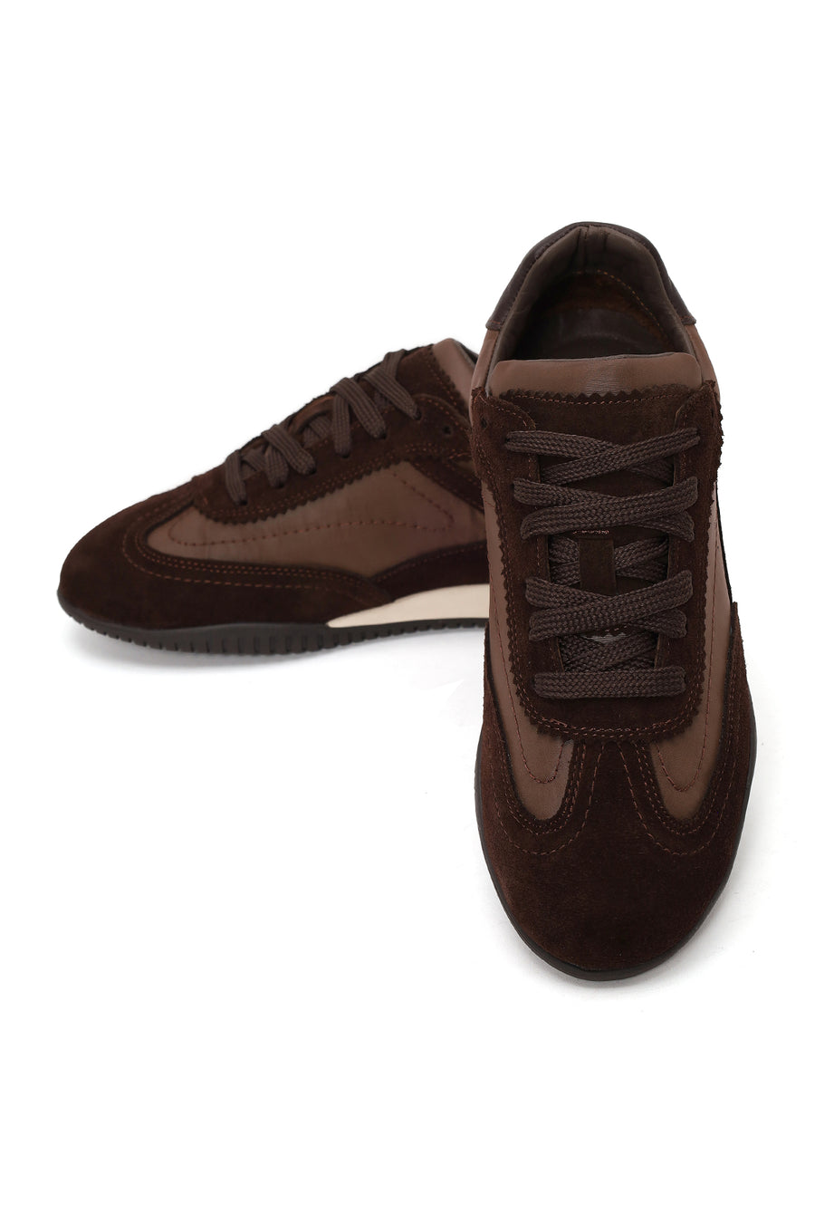 Kadın Kahverengi Bağcıklı Süet Deri Sneaker