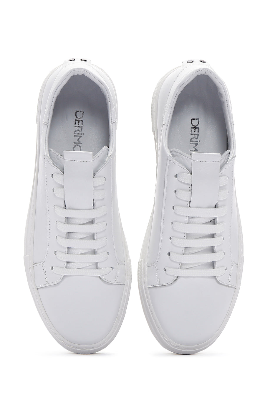 Kadın Beyaz Bağcıklı Deri Sneaker