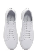 Women's White Lace-Up Leather Sneaker | Derimod