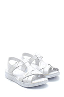 Women's White Leather Casual Flat Sandals | Derimod