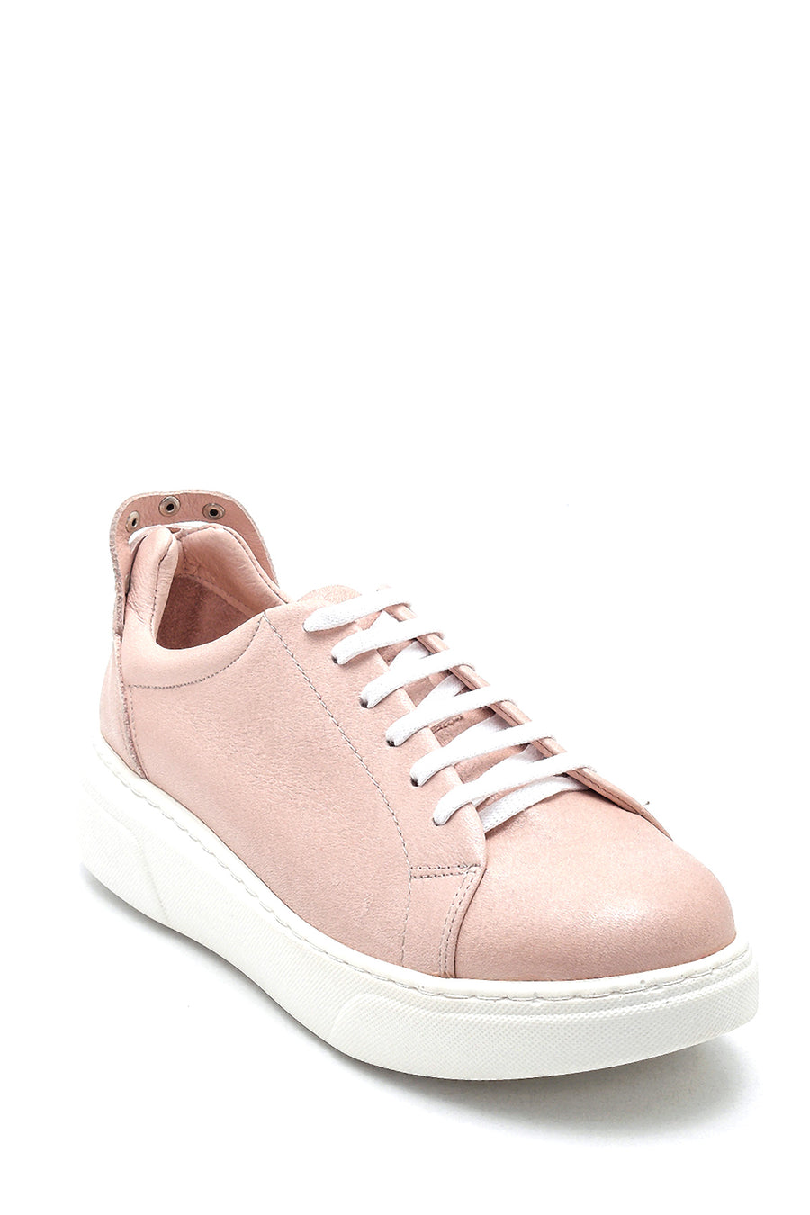 Women's Leather Metal Detailed Sneaker