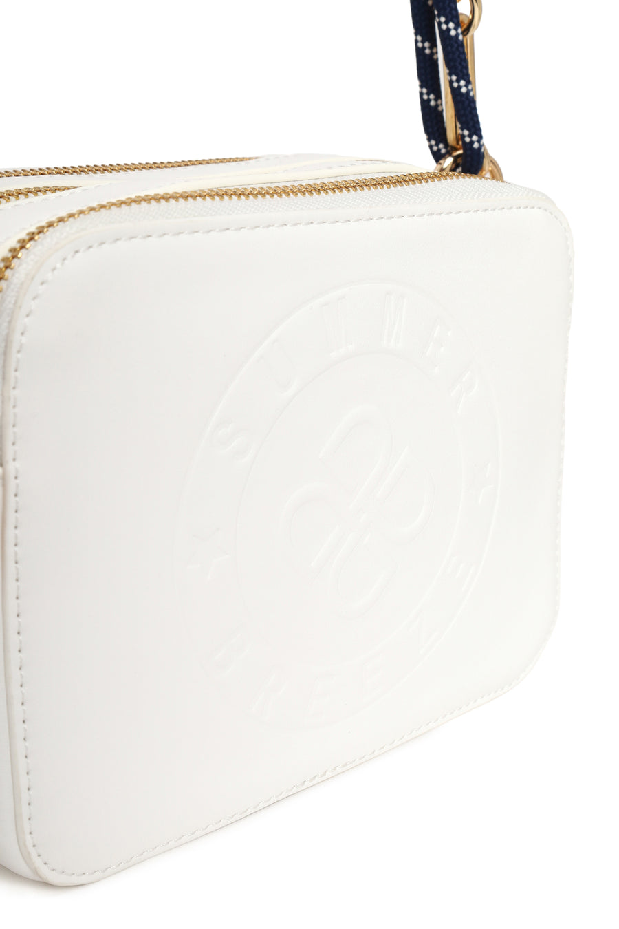 Woman White Double-Strap Printed Crossbody Bag