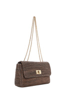 Women's Brown Long Chain Strap Straw Shoulder Bag | Derimod