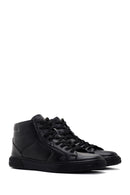 Men's Black Leather High Top Sneaker | Derimod