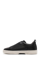 Men's Black Elastic Leather Sneakers | Derimod