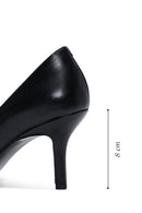 Women's Black Leather Stone Heeled Shoes | Derimod