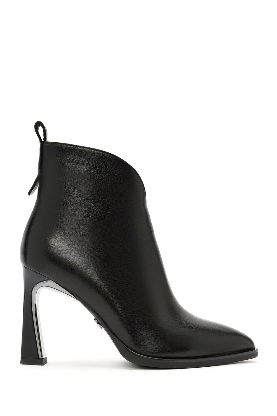Woman Black Zip Closure Heeled Leather Boots AF530001DV | Derimod