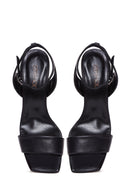 Kadın Siyah Deri Topuklu Sandalet | Derimod