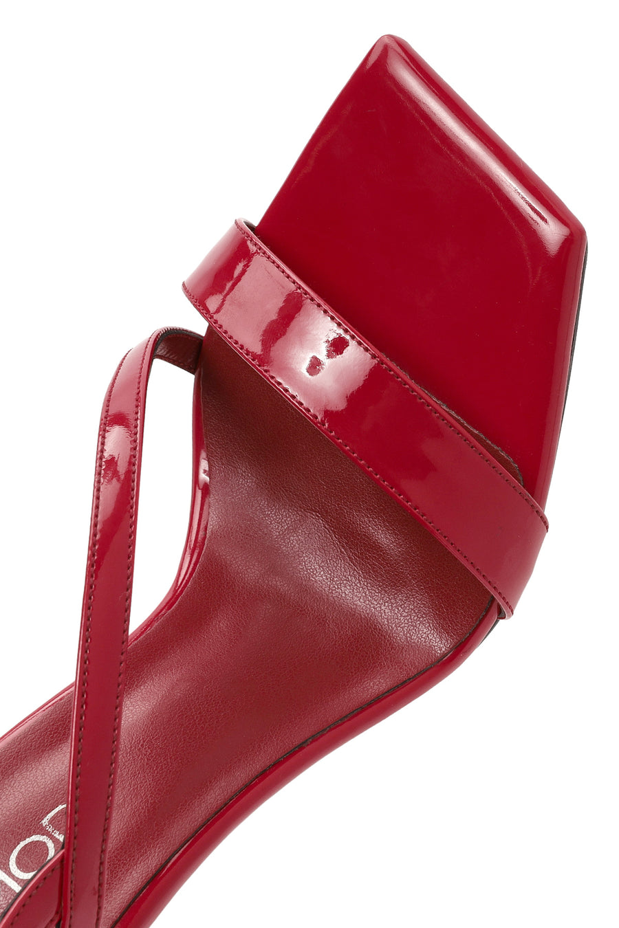 Women's Red Ankle Buckle High Thin Heel Patent Leather Sandals