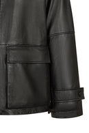 Stefan Woman Black A-Line Leather Jacket | Derimod