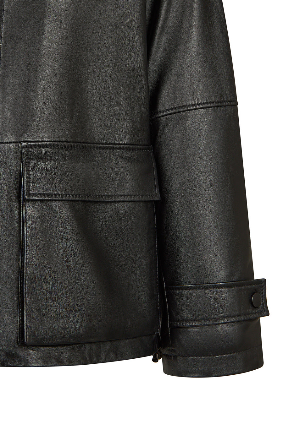 Stefan Woman Black A-Line Leather Jacket