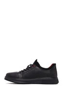 Erkek Siyah Bağcıklı Deri Sneaker | Derimod