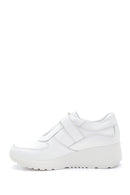 Women's White Leather Wedge Heel Sneaker | Derimod