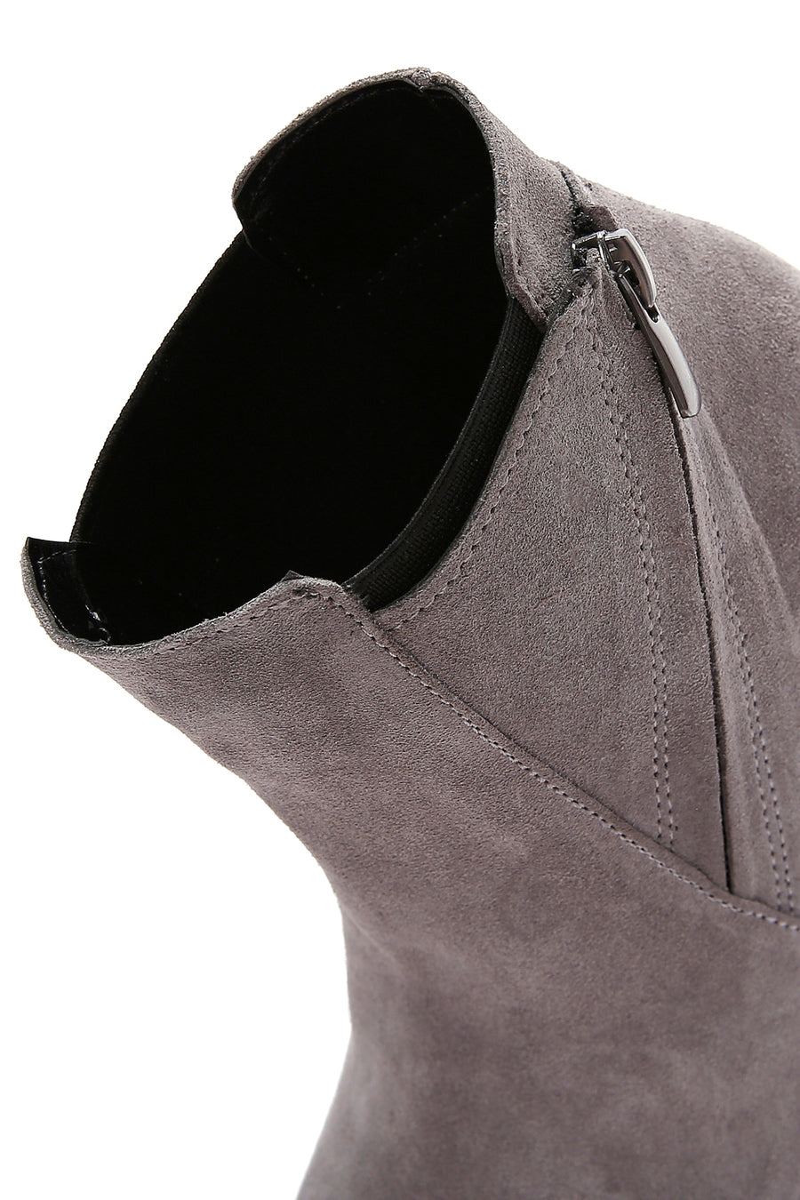 Women's Gray Suede Leather High Heeled Platform Boots