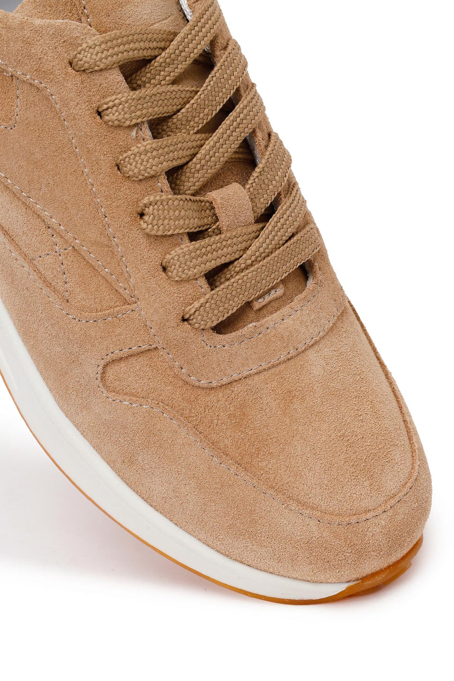 Kadın Bej Bağcıklı Süet Deri Sneaker